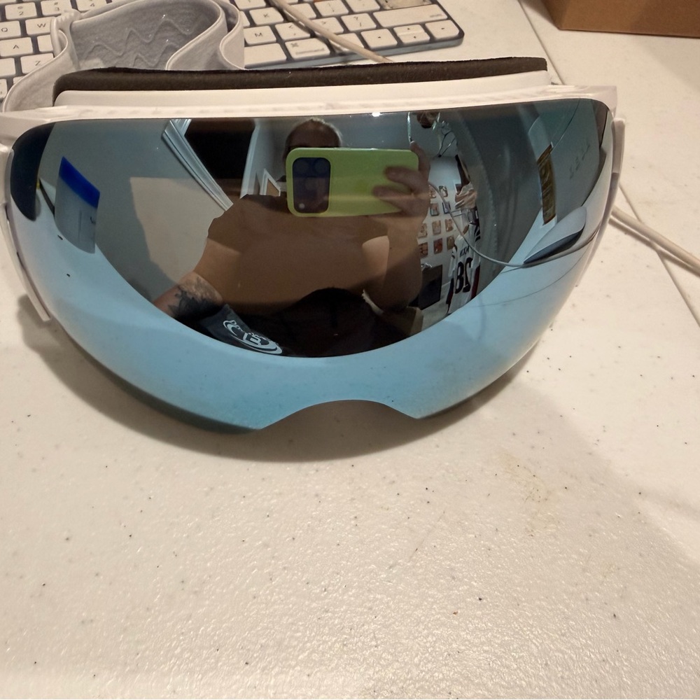 White and Blue Ski Goggles